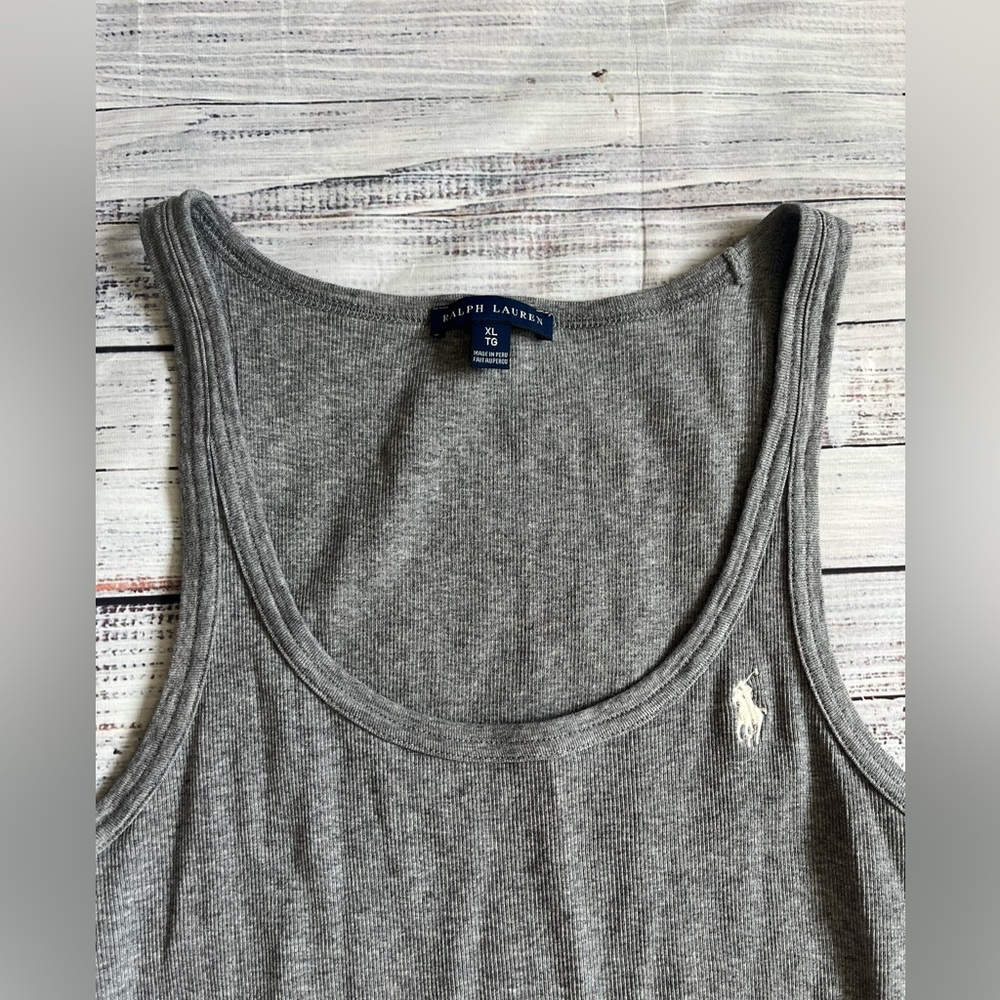 Ralph Lauren ribbed tank sleep dress fitted gray size XL 100% cotton - Picture 2 of 6